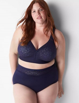 Lane Bryant Cotton High-Leg With Lace Waist Slips Dames Blauw | RSB4945ZO