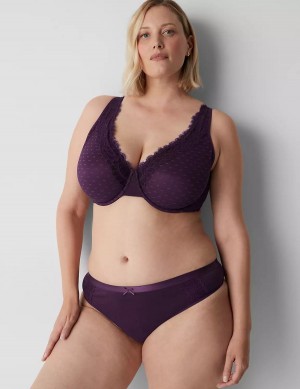 Lane Bryant Cotton With Lace Waist String Panty Dames Paars | AGM4921PZ