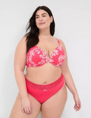 Lane Bryant Cotton With Lace Waist String Panty Dames Donkerrood | YCE7159PP