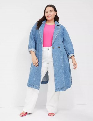 Lane Bryant Denimed Trench Trenchcoat Dames Blauw | MCP7034BJ