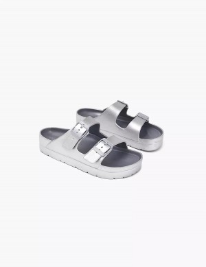 Lane Bryant Double-Band Schuifsandalen Dames Grijs | MLN8214KT