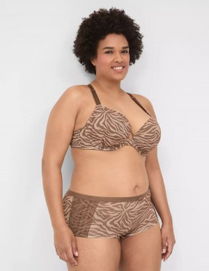 Lane Bryant No-Show Boyshort With Lace Trim Slips Dames Diepgrijs Bruin | IJW5073NH