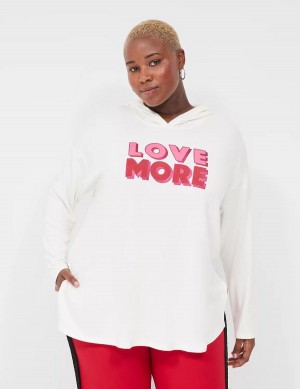 Lane Bryant Relaxed Love More Graphic Hoodie Dames Wit | AQC4890OP