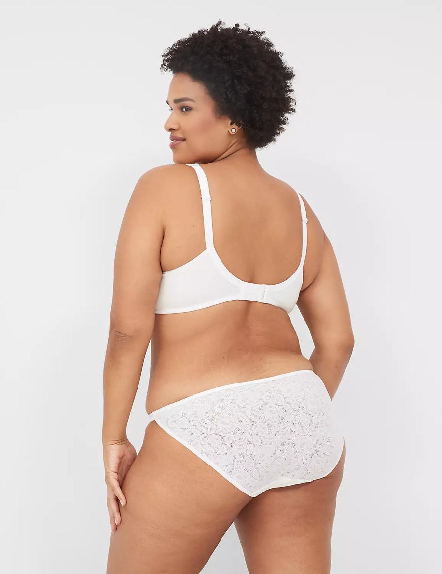 Lane Bryant Cotton Double-String With Lace Back Bikini Panty Dames Wit | GZJ8530DE