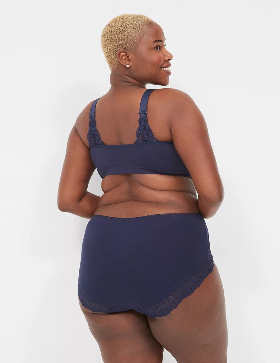 Lane Bryant Cotton Full With Lace-Trimmed Back Slips Dames Blauw | TSX4145FA