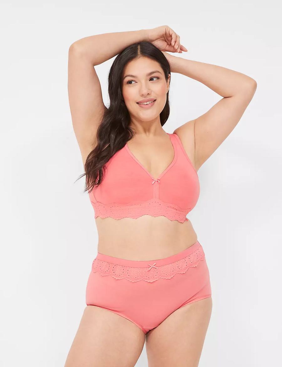 Lane Bryant Cotton Full with Lace Waist Slips Dames Roze | LBA4020WP