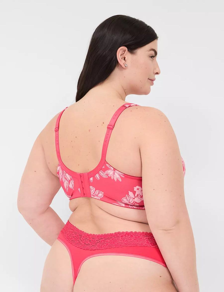 Lane Bryant Cotton With Lace Waist String Panty Dames Donkerrood | YCE7159PP