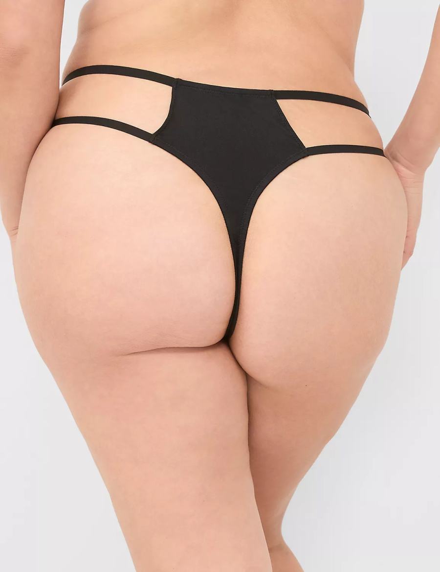 Lane Bryant Crotchless Strappy String Panty Dames Zwart | PCT5399SA