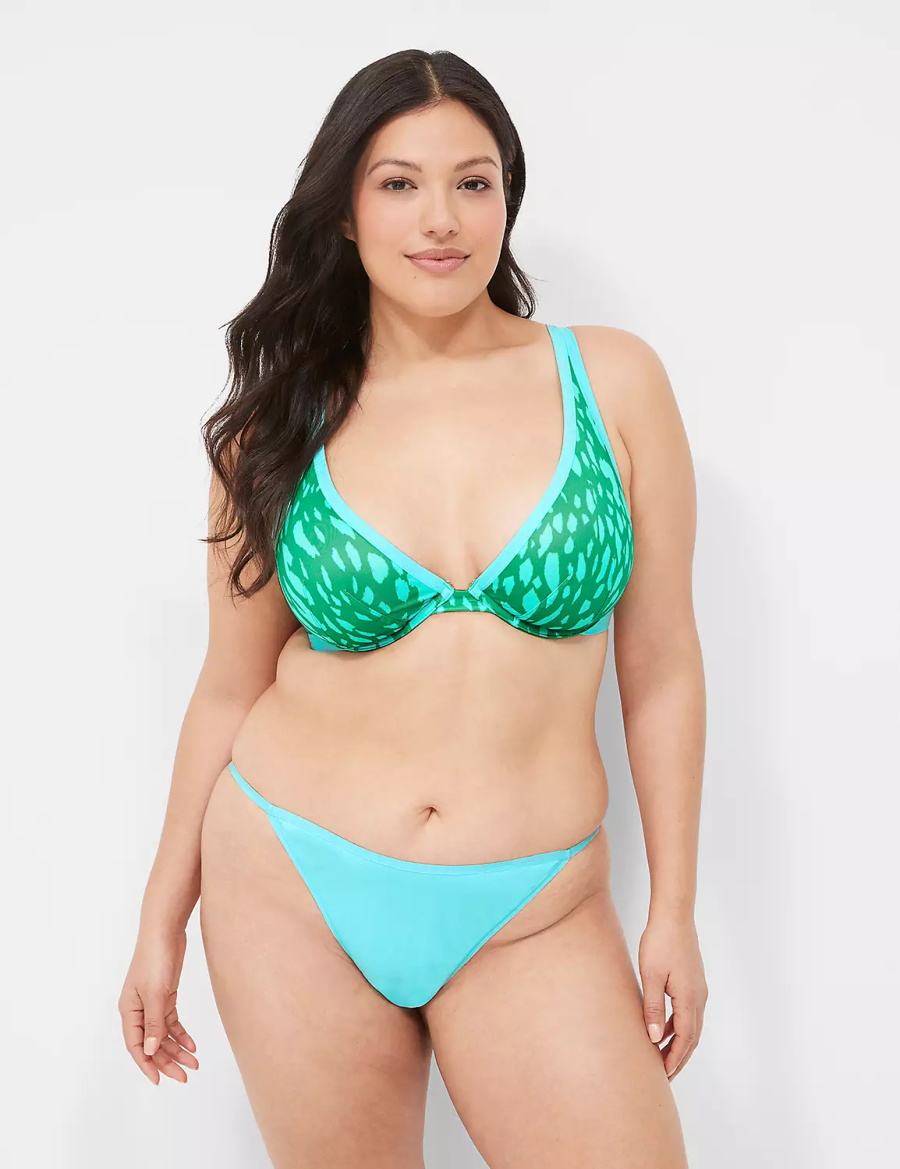 Lane Bryant Crush Cotton G-String Slips Dames Turquoise | QCP2446MX