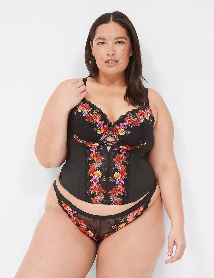 Lane Bryant Digital Print Lace Braziliaanse Panty Dames Zwart | CCX3538VW