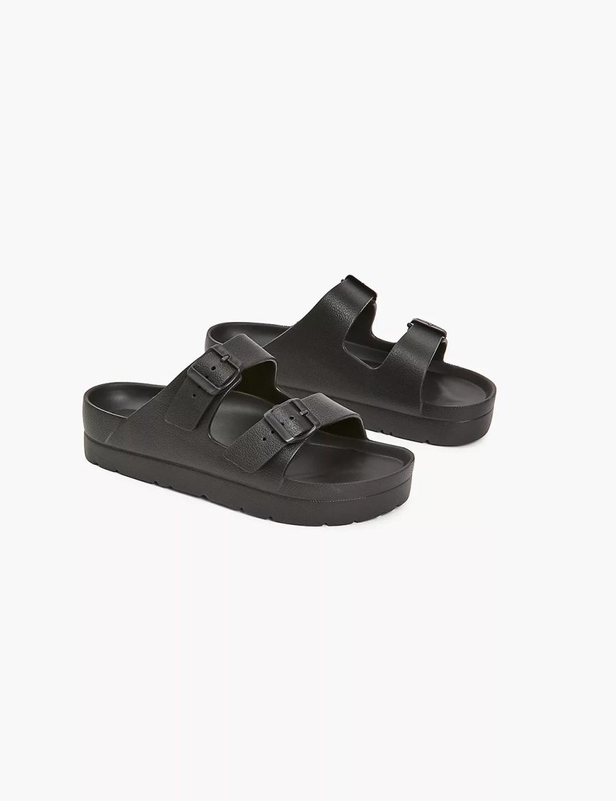 Lane Bryant Double-Band Schuifsandalen Dames Zwart | KNQ1965UK