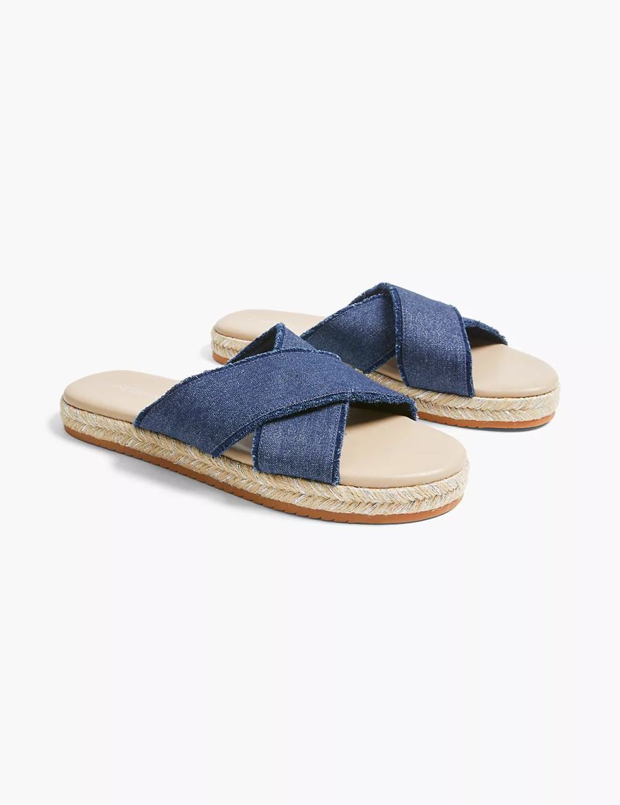 Lane Bryant Dream Cloud Criss-Cross Espadrille Schuifsandalen Dames Donkerblauw | RCH3780YS