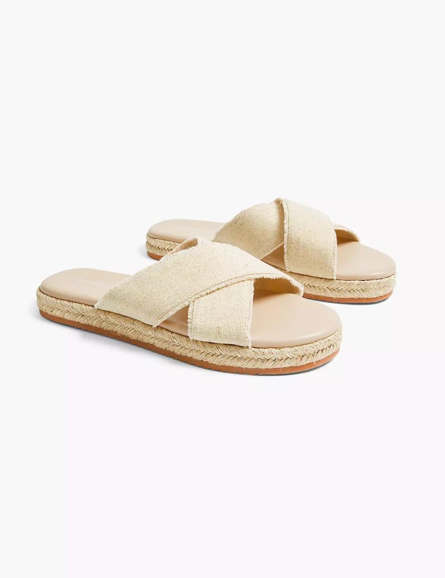 Lane Bryant Dream Cloud Criss-Cross Espadrille Schuifsandalen Dames Beige | JFL7984XW