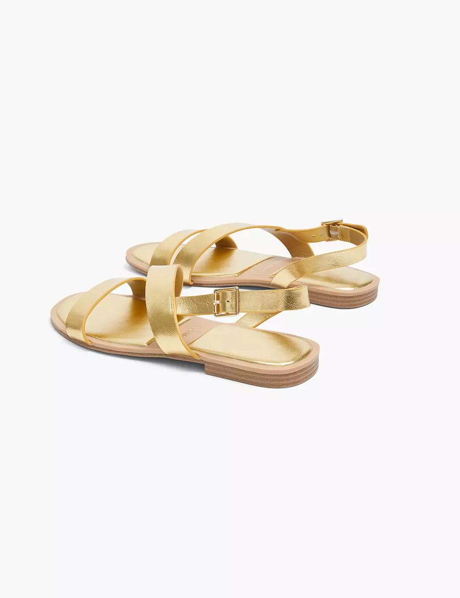 Lane Bryant Dream Cloud Double-Band Faux-Leather Platte Sandalen Dames Goud | OKB4139NZ