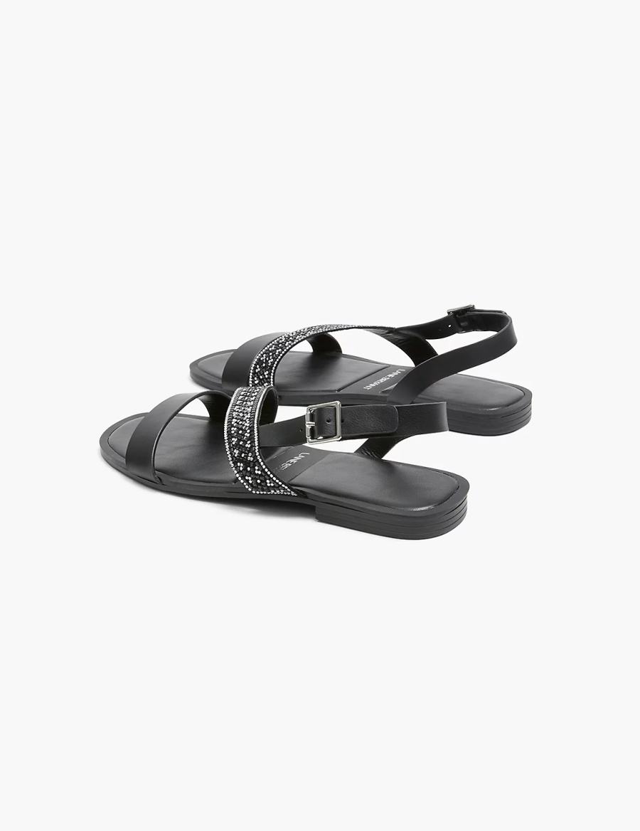 Lane Bryant Dream Cloud Double-Band Faux-Leather Platte Sandalen Dames Zwart | AAG9642RV