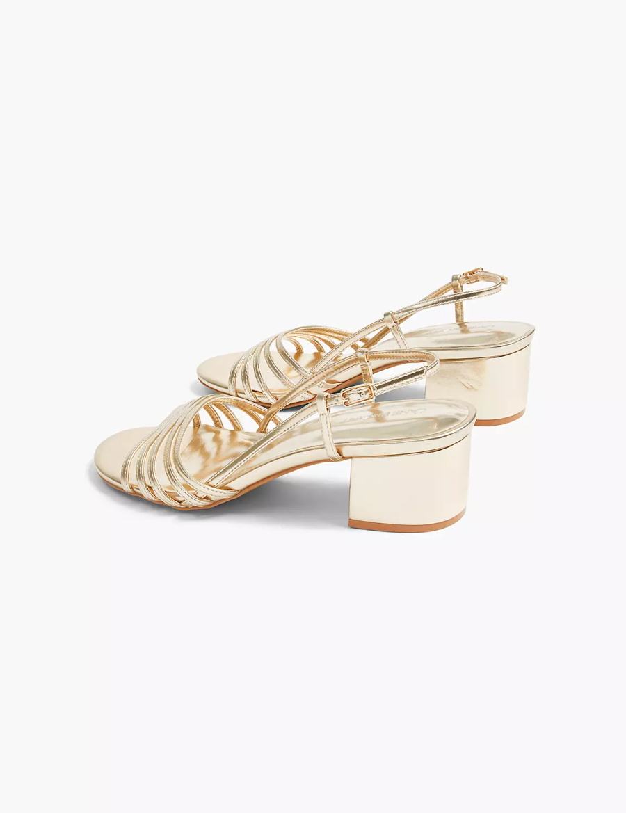 Lane Bryant Dream Cloud Metallic Strappy Low Block Heel Hakken Sandalen Dames Goud | SYC549MW