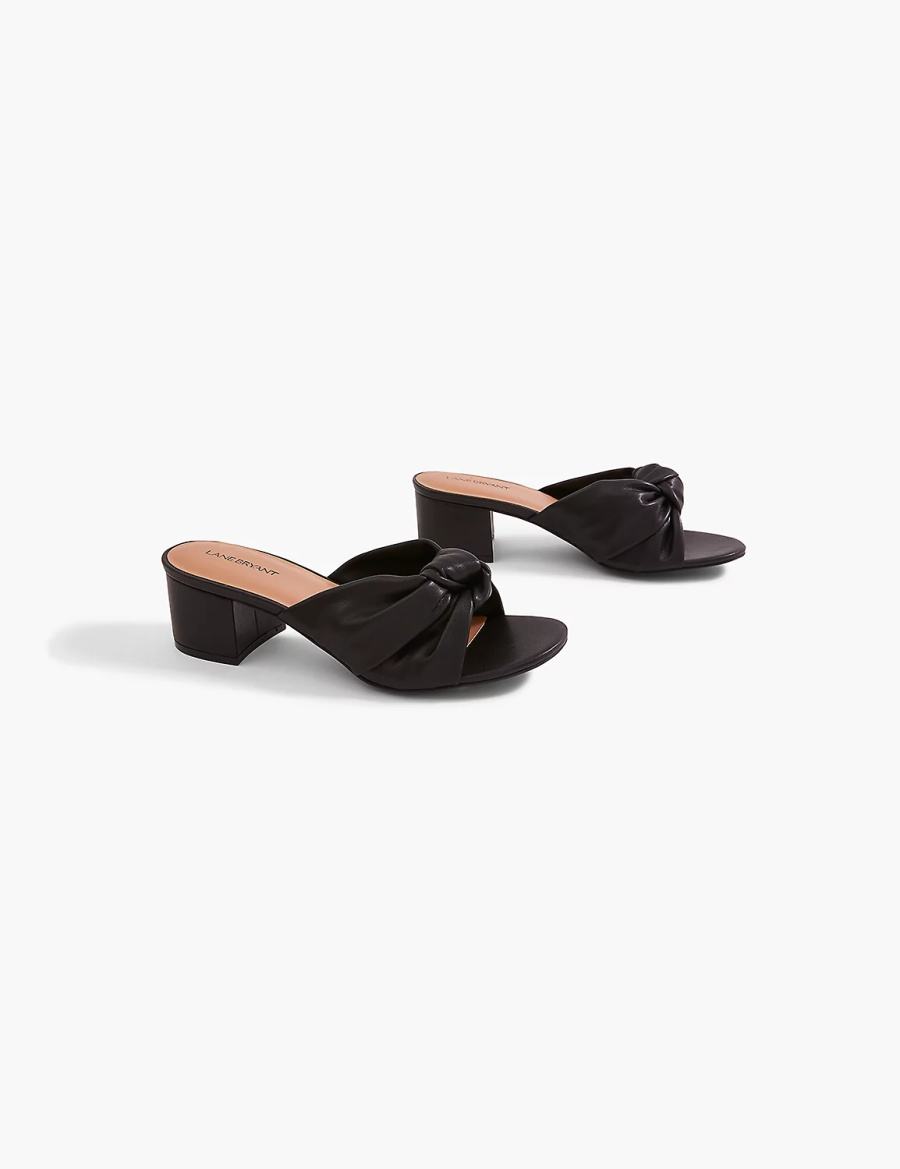 Lane Bryant Dream Cloud Twist-Front Block Heel Hakken Sandalen Dames Zwart | XIS232QA