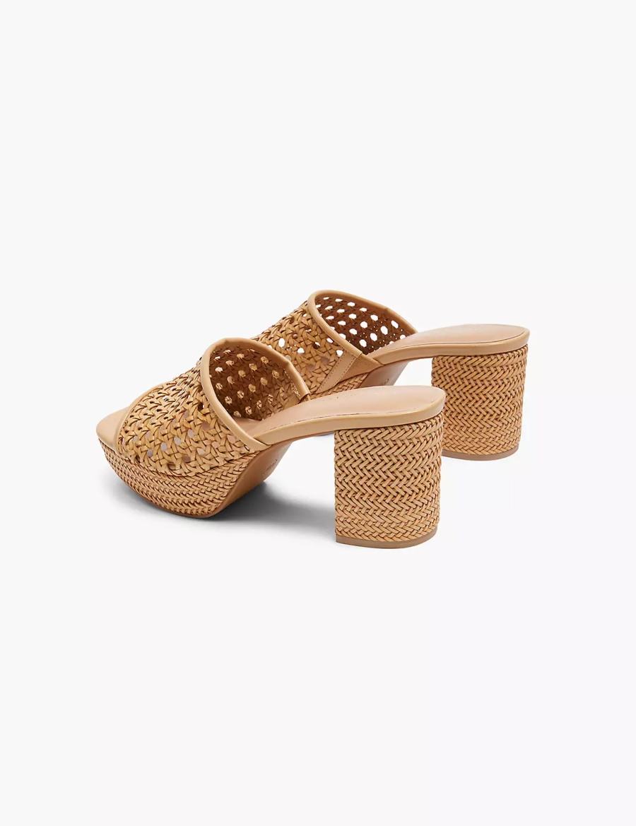 Lane Bryant Dream Cloud Woven Faux-Leather Slip-On Heel Hakken Sandalen Dames Khaki | OQE7033HW