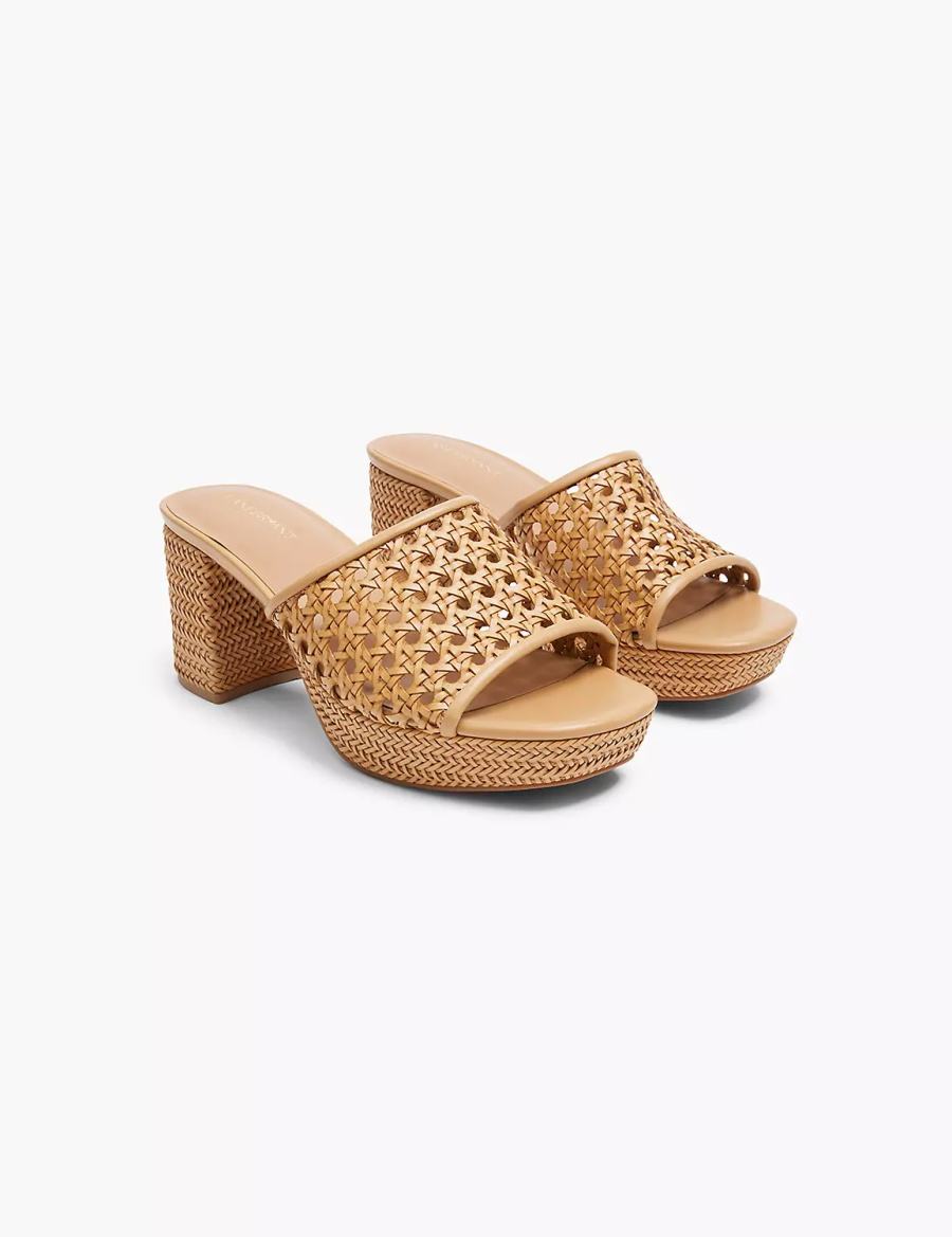 Lane Bryant Dream Cloud Woven Faux-Leather Slip-On Heel Hakken Sandalen Dames Khaki | OQE7033HW