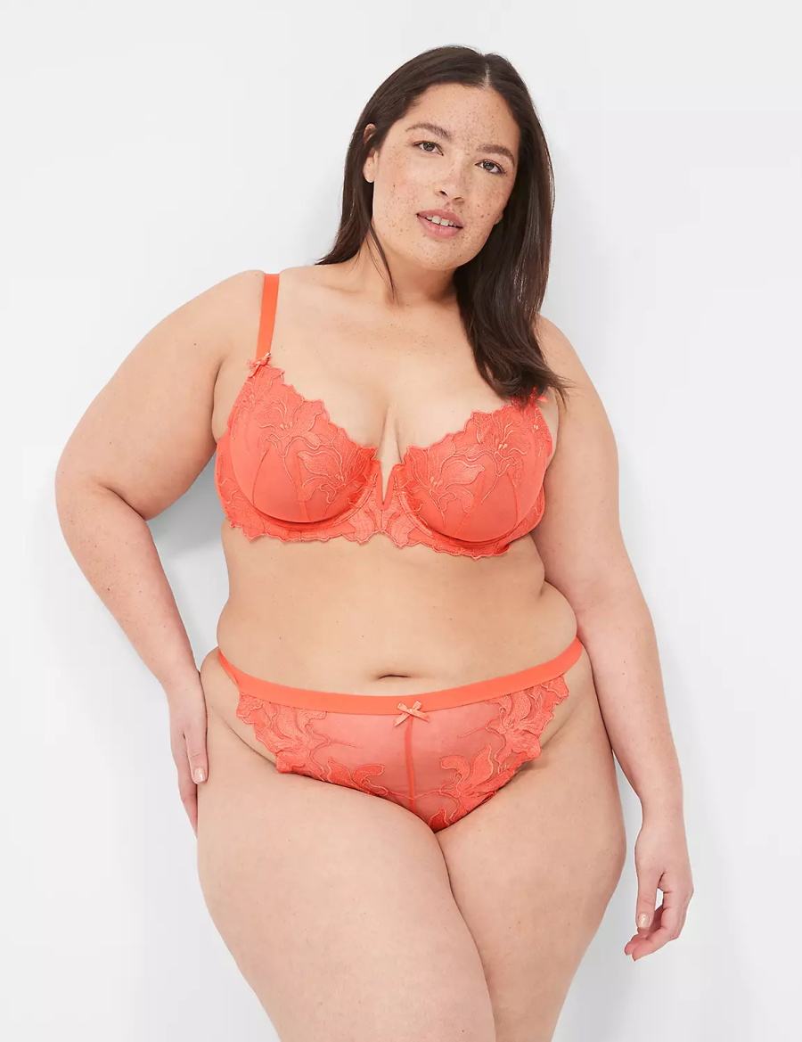 Lane Bryant Embroidered String Panty Dames Rood Koraal | TJK7542YL