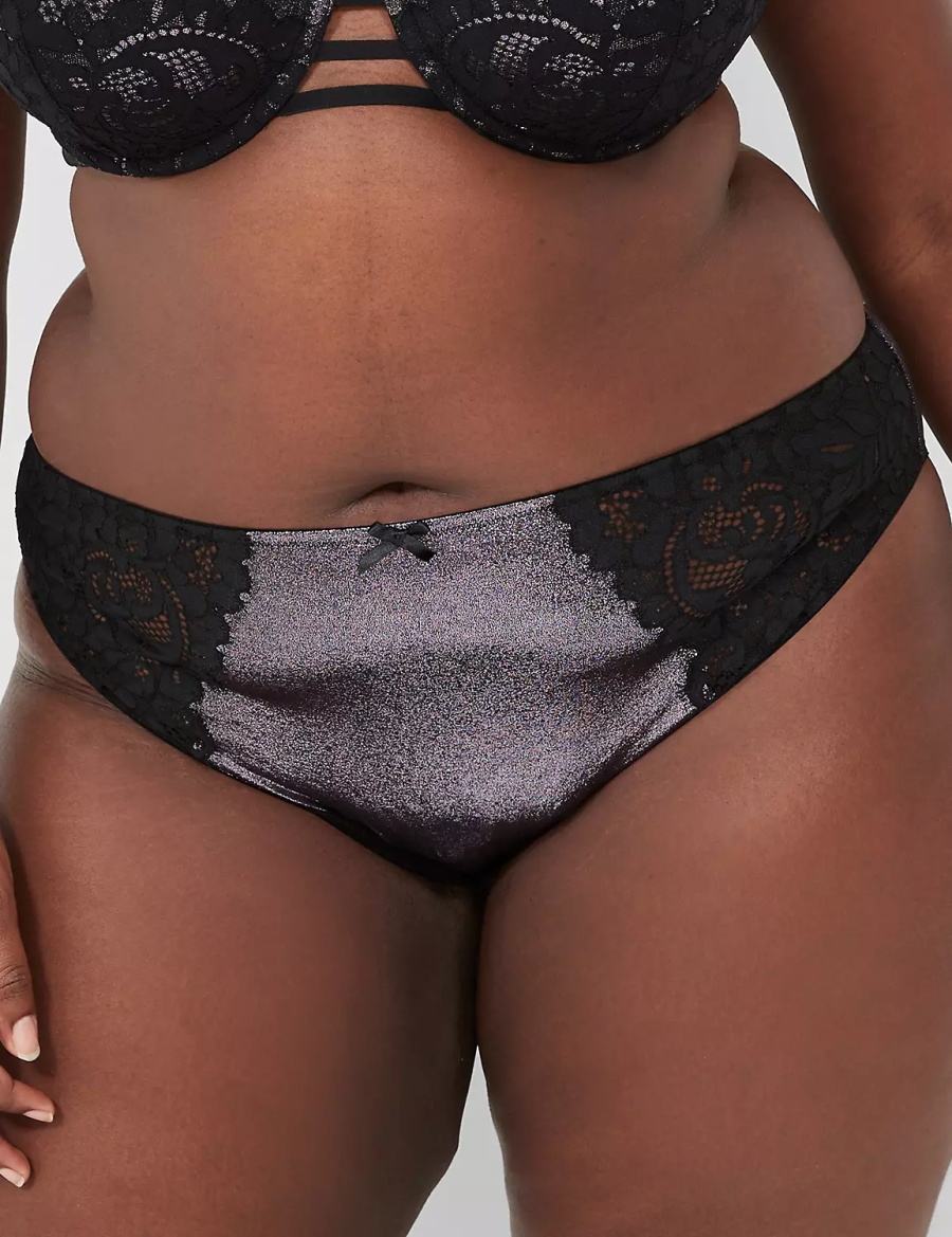 Lane Bryant Foil Shine French Slips Dames Zwart | KJU304DF