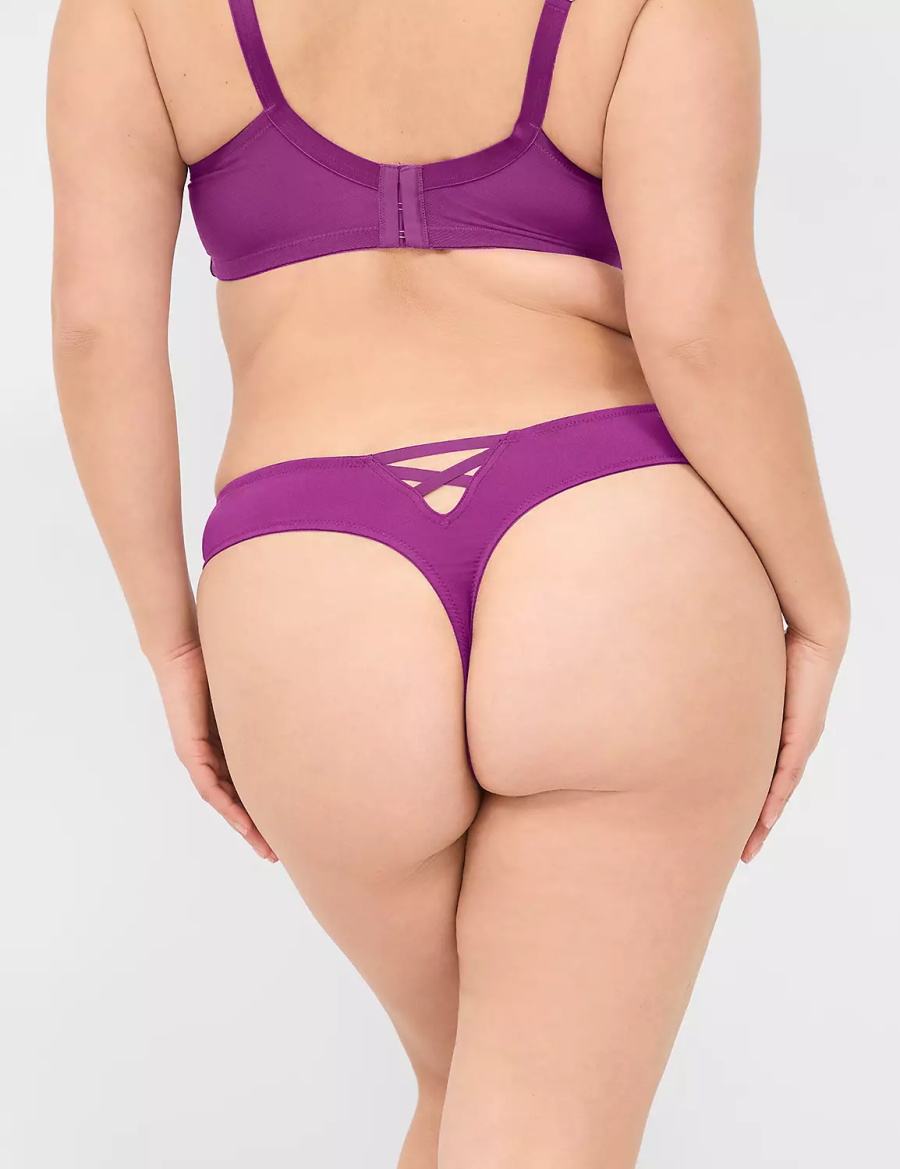 Lane Bryant Lace-Front String Panty Dames Paars | DEM1867BM