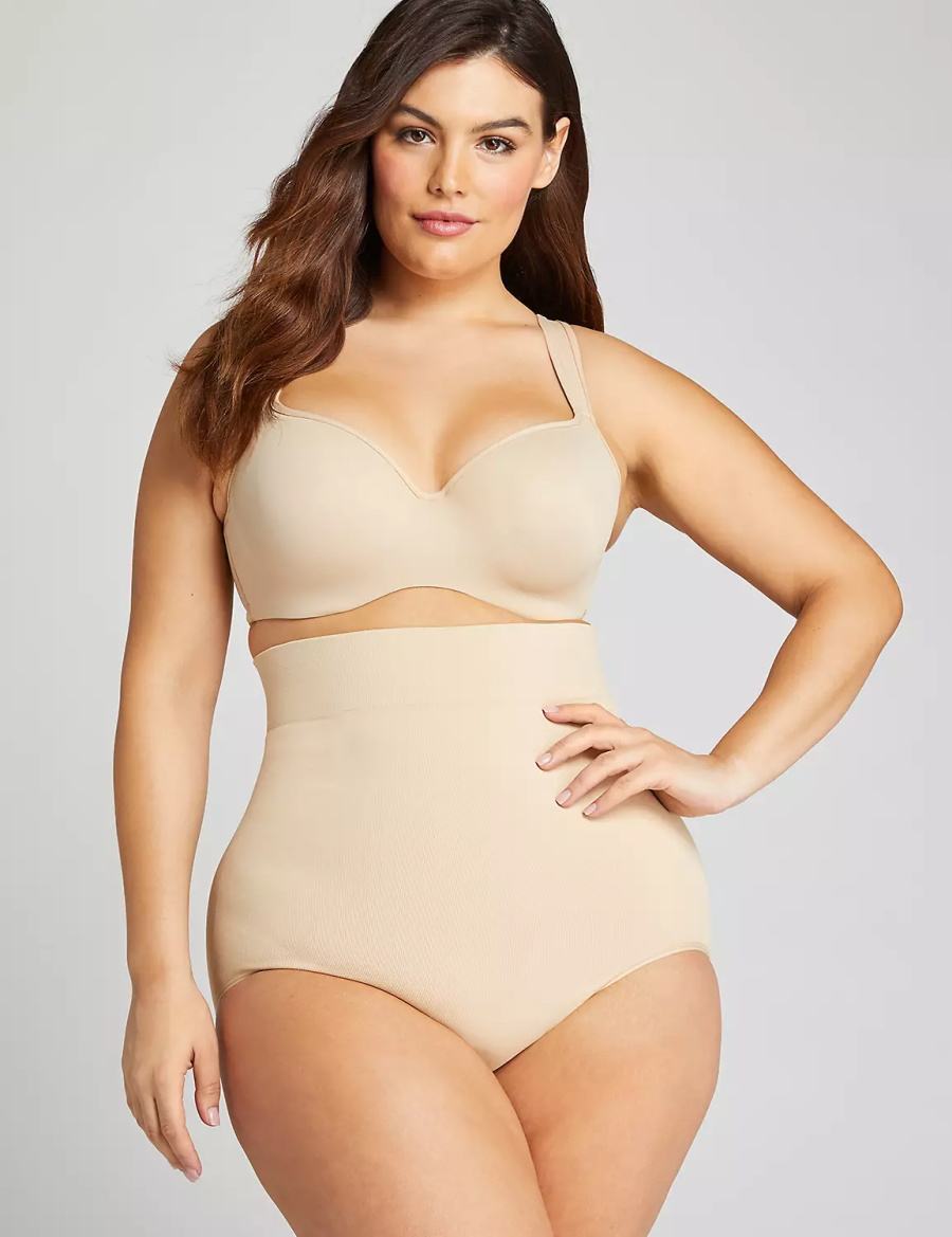 Lane Bryant Level 2 Shaping Ultra High-Waist Brief Slips Dames Beige | PEX4483IM