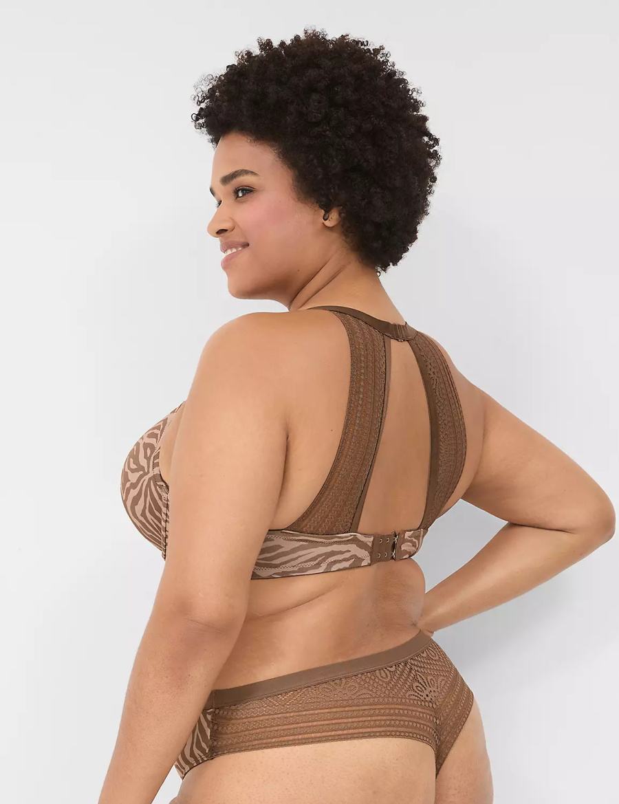 Lane Bryant No-Show With Lace Back String Panty Dames Diepgrijs Bruin | QBO4731DG