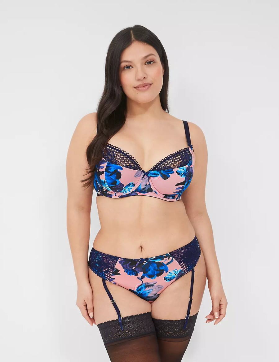 Lane Bryant Printed Garter String Panty Dames Roze Blauw Gekleurd | YEY322IH