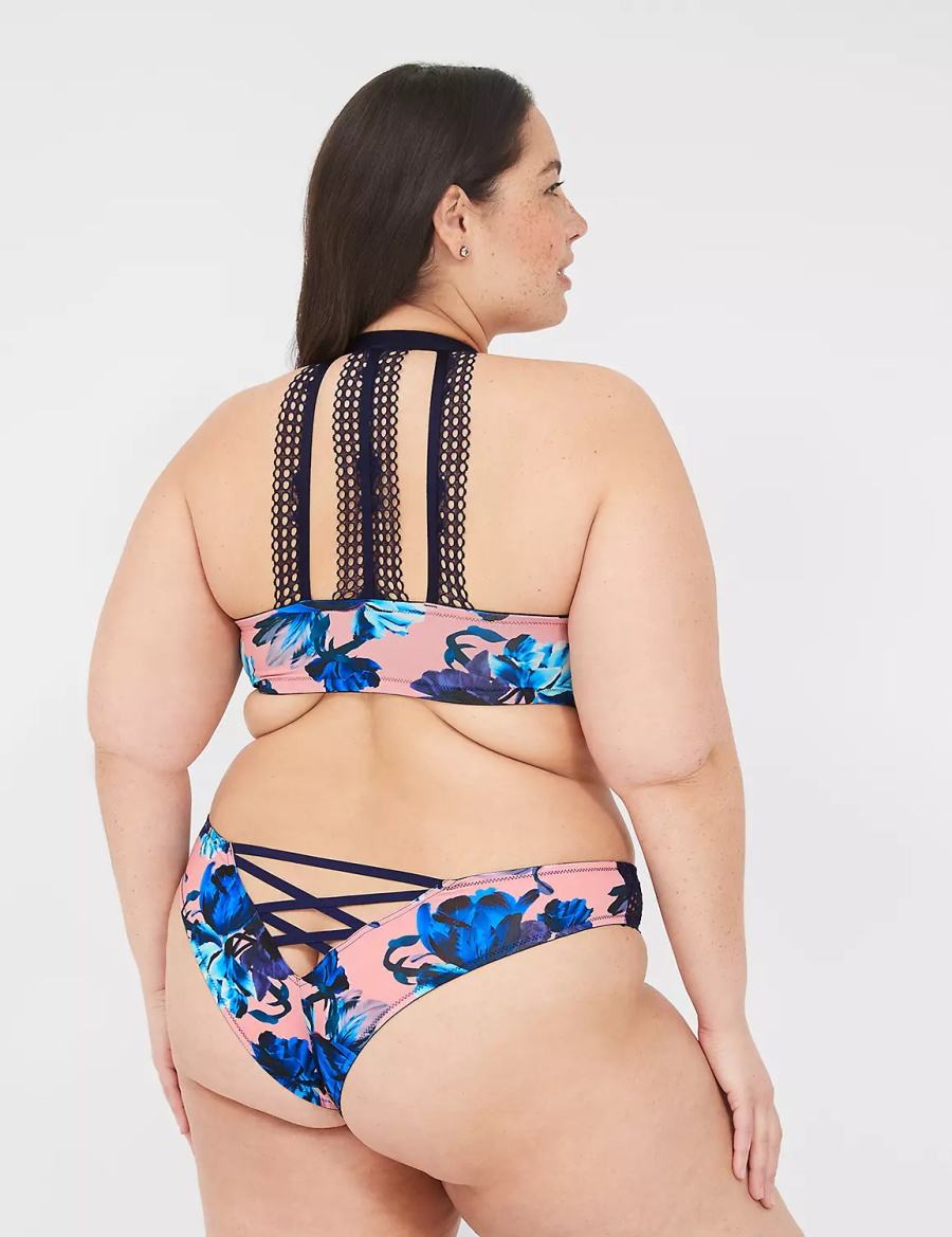 Lane Bryant Strappy-Back Tanga Slips Dames Roze Blauw | WMG5960SA