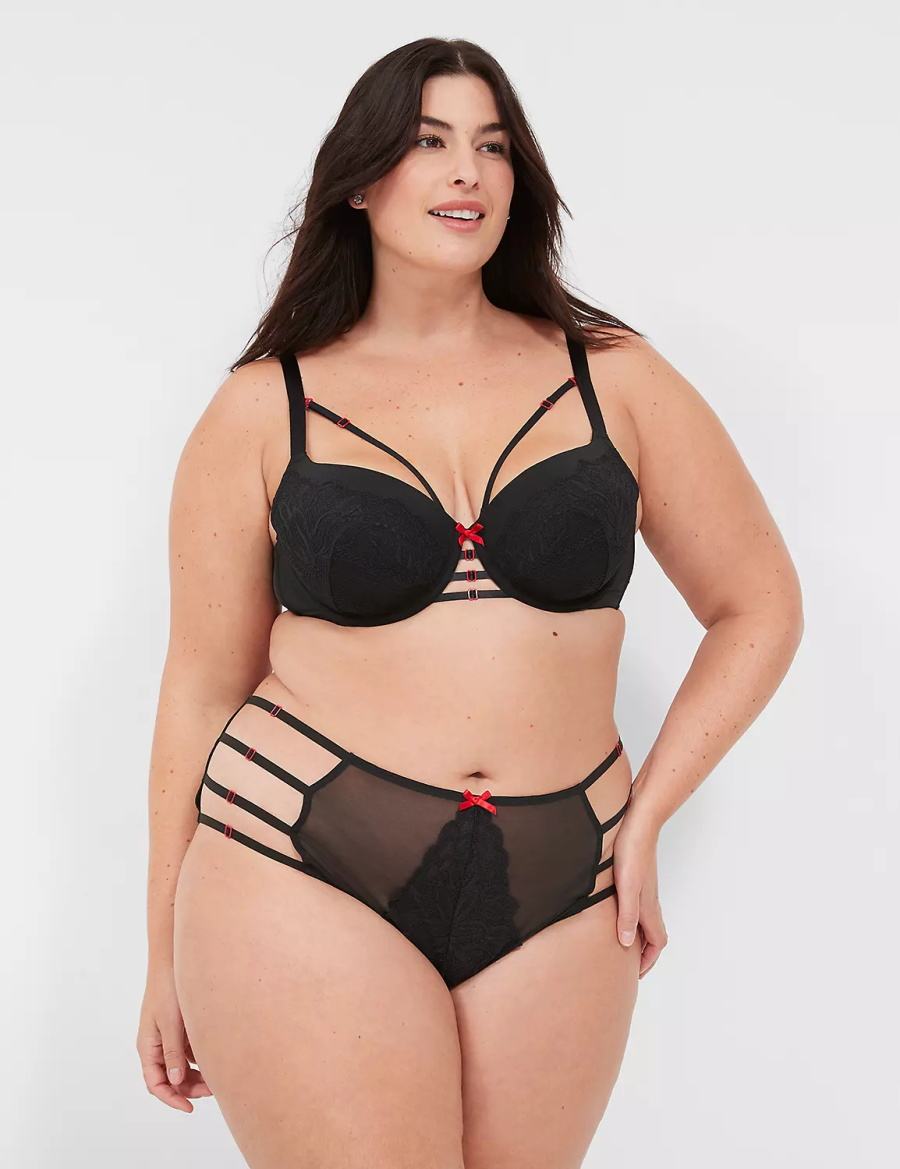 Lane Bryant Strappy Brief Slips Dames Zwart | KVC4098EK