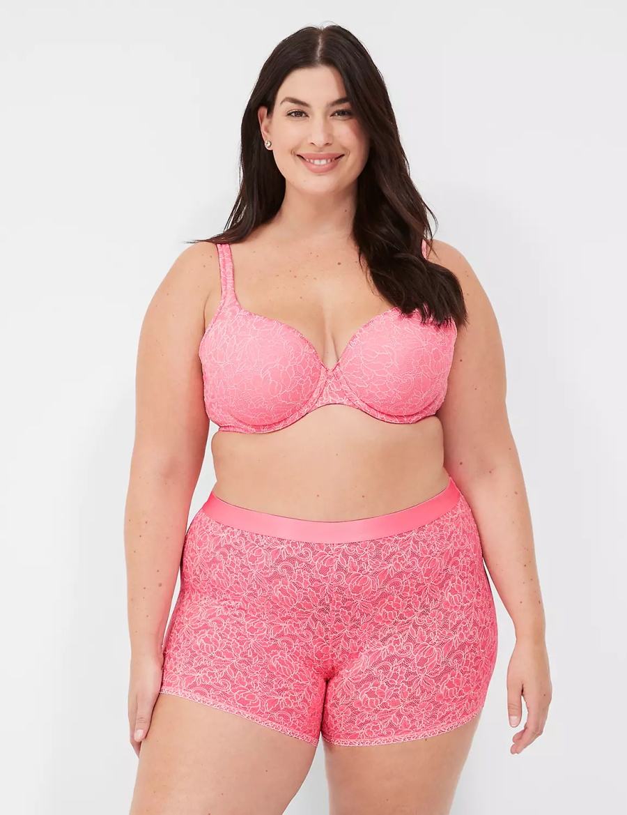 Lane Bryant Stretch Lace Boxer Slips Dames Roze | RJV4059UL