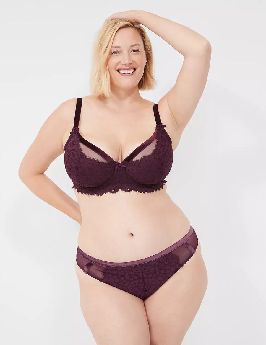 Lane Bryant Velvet-Trim String Panty Dames Bordeaux | XSQ2422PL